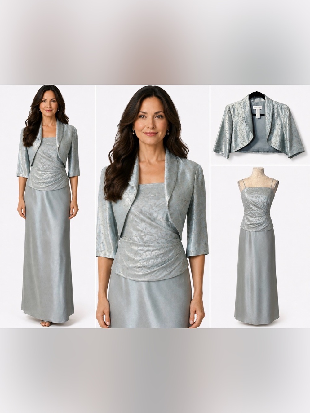 Jackie Jon Sequin Dress & Jacket 4 Wedding Cruise Party Mother Bride NWT $209